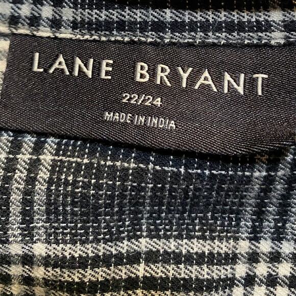 Lane Bryant 2XL Plaid Button-Down Shirt Black Tan Flannel Soft Casual Top - Picture 5 of 6